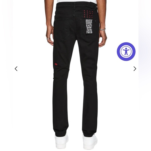 Ksubi Chitch Laid Black Mid Long Rise Slim Tapered Full Length Skinny Jeans 32 - Picture 3 of 9
